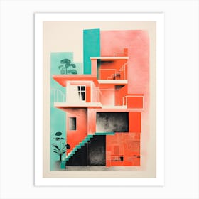 A House In Buenos Aires, Abstract Risograph Style 2 Art Print