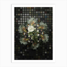 Vintage White Rose of York Fruit Wreath on Dot Bokeh Pattern n.0019 Art Print