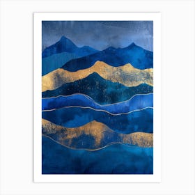 Blue And Gold Mountains 4 Art Print