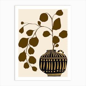 Vase With Leaves Art Print