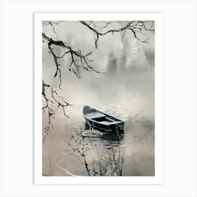 Boat In The Mist Art Print