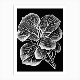 Purslane Leaf Linocut 3 Art Print