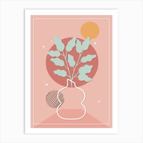 Plant In A Vase Pink Boho Botanical Art Print