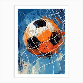 Soccer Ball In Net sport football Art Print
