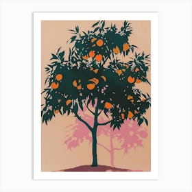 Orange Tree Colourful Illustration 4 Art Print