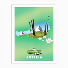 Austria travel map  Art Print