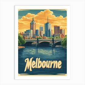 Aihrgdesign A Retro Travel Poster For Melbourne Featuring The 87db6ec1 22e8 49a5 882f Bc5179939180 1 Art Print