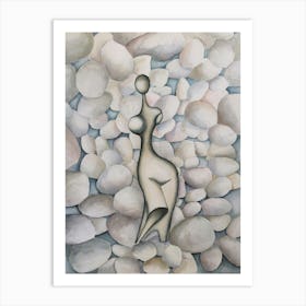 Woman In The Rocks Art Print