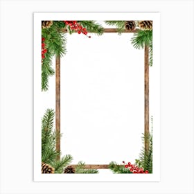 Decorative Frame Green Plank Colourful Red Berry Holiday Traditional Season Branch Celebra (24) Art Print