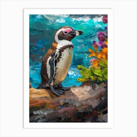 Galapagos Penguin Paradise Harbor Colour Block Painting 4 Art Print