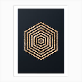 Abstract Geometric Gold Glyph on Dark Teal n.0400 Art Print