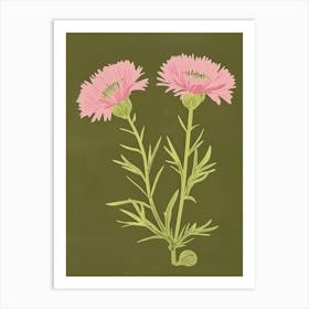 Pink & Green Asters 4 Art Print