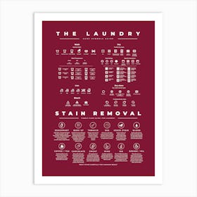 The Laundry Guide With Stain Removal Red Claret Background Art Print