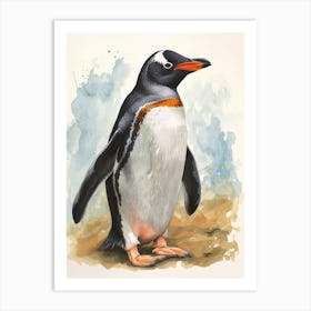 Humboldt Penguin Salisbury Plain Watercolour Painting 3 Art Print