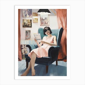 Girl Reading Art Books Art Print