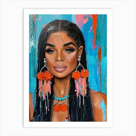 Woman With Big Earrings 1 Art Print