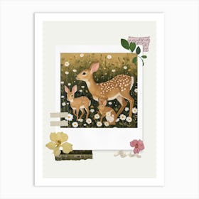 Scrapbook Deer And Bunnies Fairycore Painting 4 Art Print