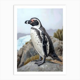 African Penguin Isabela Island Oil Painting 4 Art Print