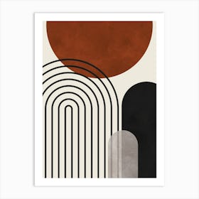 Watercolor of lines and circles 2 Art Print