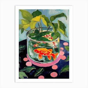 Goldfish In A Bowl Illustration Matisse Style Art Print