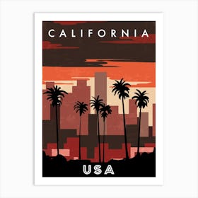 California, USA — Retro travel minimalist poster 1 Art Print