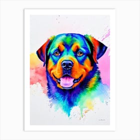 Rottweiler Rainbow Oil Painting Dog Art Print