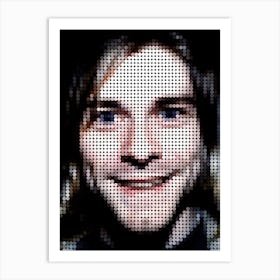 Kurt Cobain Smile In Style Dots Art Print