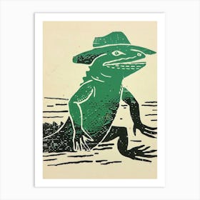 Lizard Cowboy Bold Print Art Print