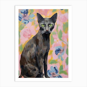 A Oriental Shorthair Cat Painting, Impressionist Painting 1 Art Print