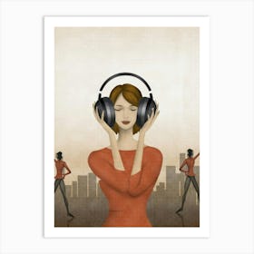Woman Listening To Music 6 Art Print