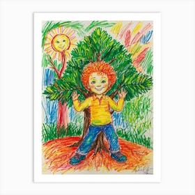 Boy In The Tree Art Print