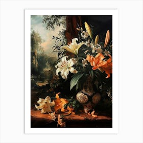 Baroque Floral Still Life Lily 1 Art Print