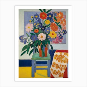 Vase Of Flowers Style Henri Matisse 1 Art Print