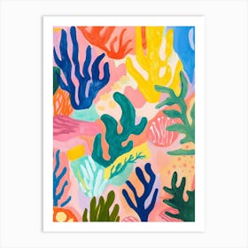 Coral Sea Life Gouache Painting Art Print