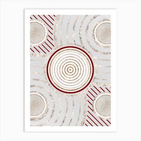 Geometric Abstract Glyph in Festive Gold Silver and Red n.0043 Art Print