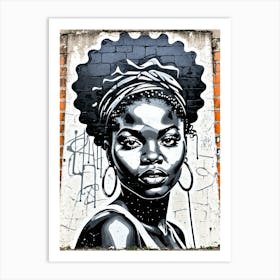 Vintage Graffiti Mural Of Beautiful Black Woman 111 Art Print