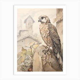 Storybook Animal Watercolour Falcon 4 Art Print