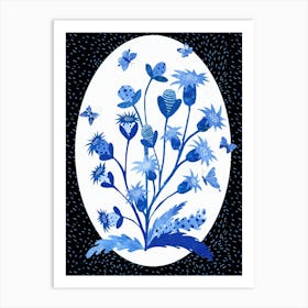 Delft Blue Thistle Art Print