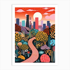 Los Angeles, Illustration In The Style Of Pop Art 2 Art Print