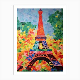 Eiffel Tower Paris France David Hockney Style 8 Art Print