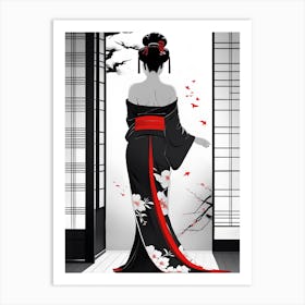 Traditional Japanese Art Style Geisha Girl 24 Art Print