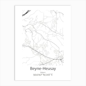 Beyne Heusay,Belgium Minimalist Map Art Print