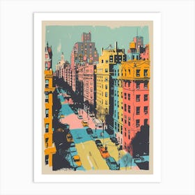 Upper West Side New York Colourful Silkscreen Illustration 1 Art Print