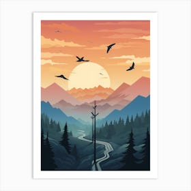 Landscape With Birds Art Print