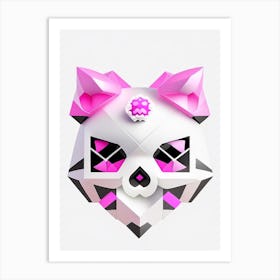 Skull With Geometric Designs Pink Kawaii Art Print