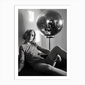 Disco Ball Woman Black And White Photography 1 Art Print