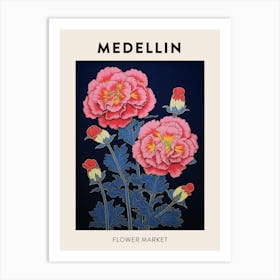 Medellin Colombia Botanical Flower Market Poster Art Print