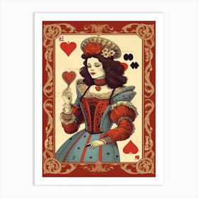 Alice In Wonderland Vintage Playing Card The Queen Of Hearts 2 Art Print