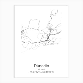 Dunedin,New Zealand Minimalist Map Art Print