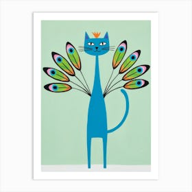 Peacock Cat Art Print